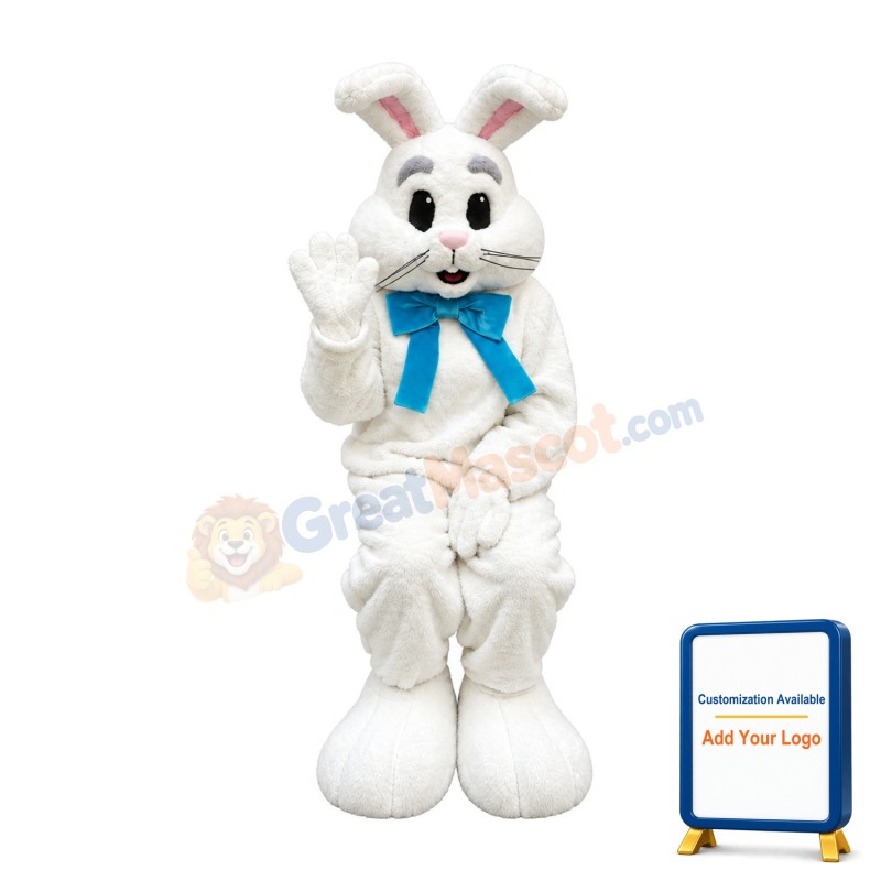 Happy White Easter Bunny Mascot Costume