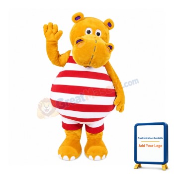 Friendly Yellow Rhino Mascot Costume