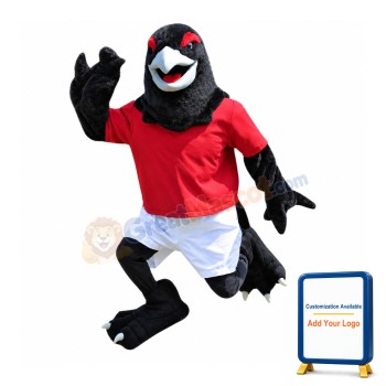 Friendly Black Hawk Mascot Costume