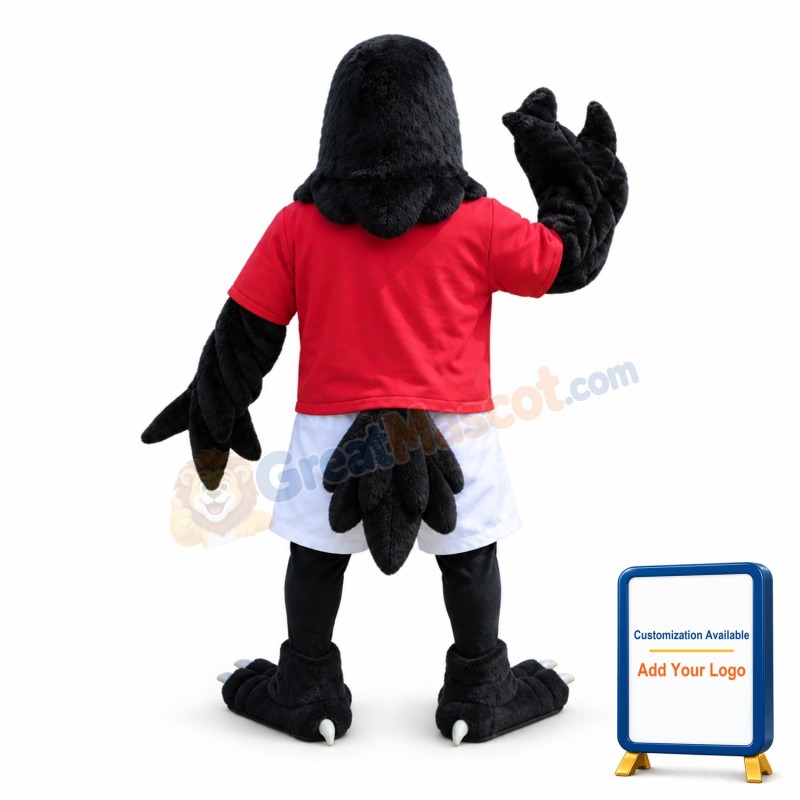 Friendly Black Hawk Mascot Costume