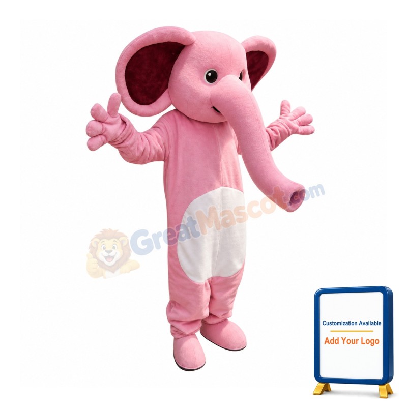 Pink Elephant Mascot Costume