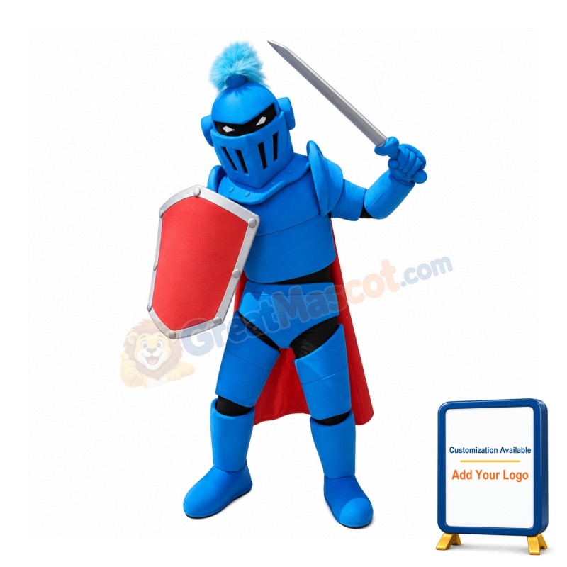 Power Blue Spartan Knight Mascot Costume