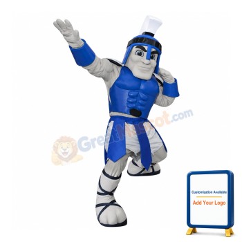 Blue Spartan Knight Mascot Costume