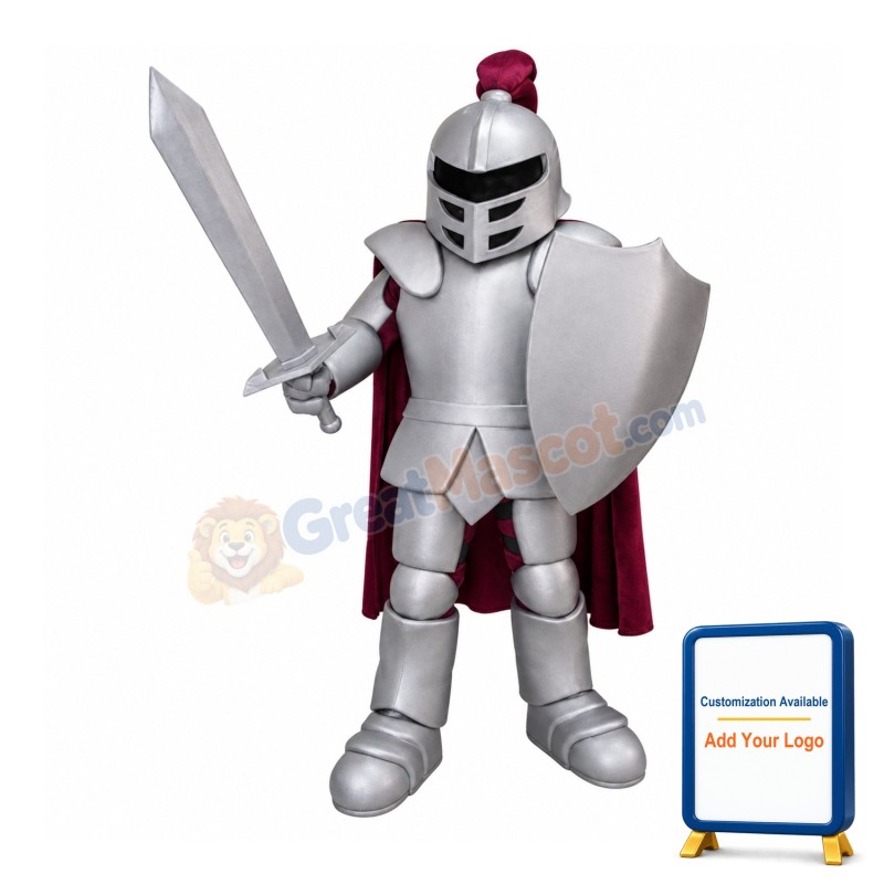 Power Spartan Silver Knight Mascot Costume