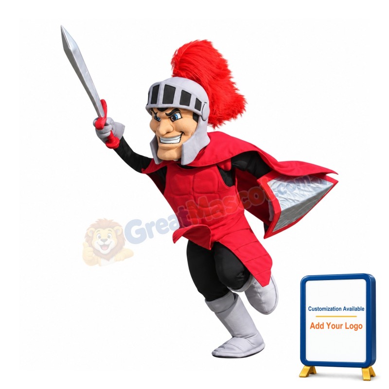 Power Red Spartan Knight Mascot Costume