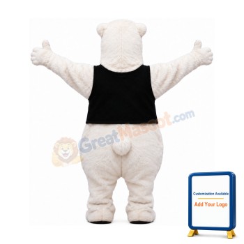 Friendly Realistic Polar Bear Mascot Costume