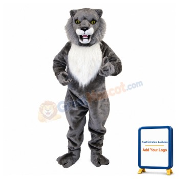 Fierce Grey Wildcat Mascot Costume