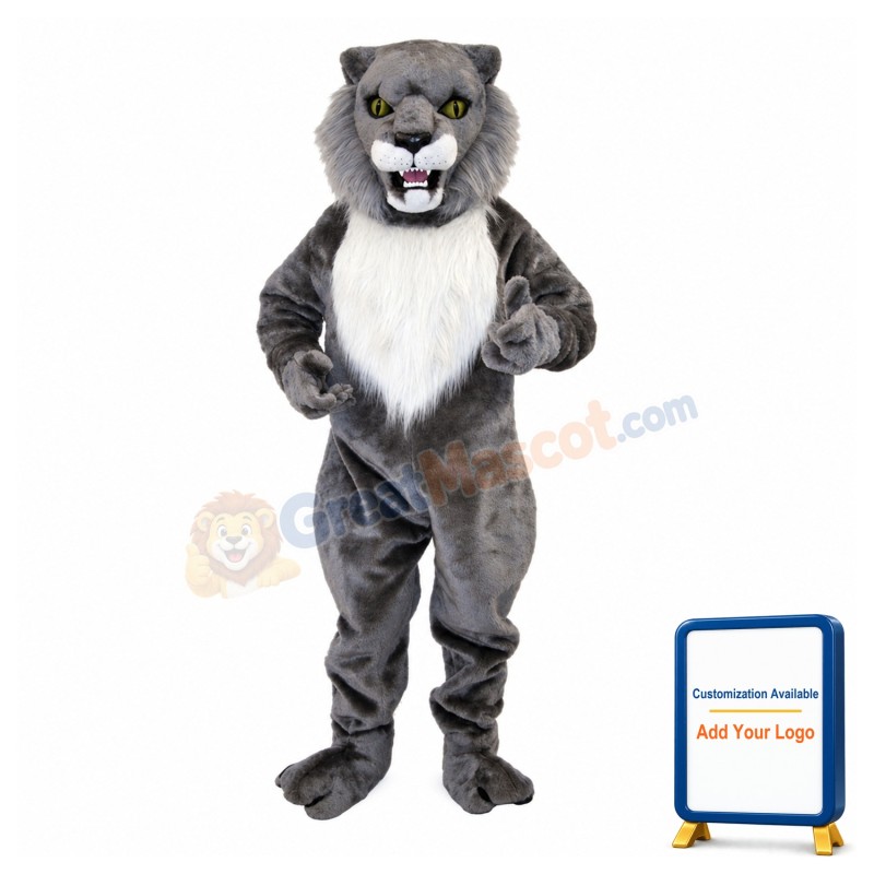 Fierce Grey Wildcat Mascot Costume