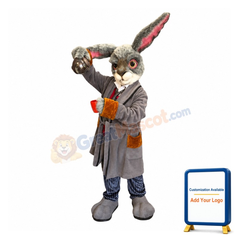 Grey Easter Bunny Mascot Costume