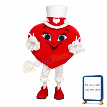 Happy Red Heart Mascot Costume