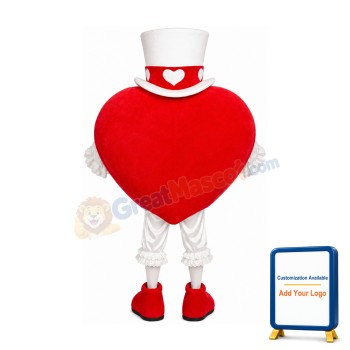 Happy Red Heart Mascot Costume