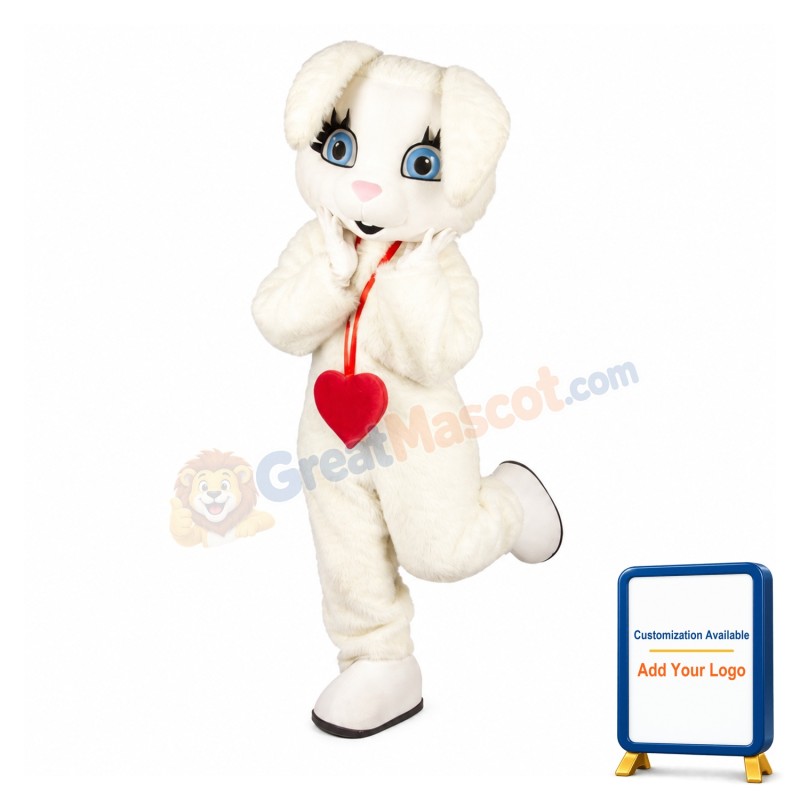 Red Heart White Rabbit Mascot Costume