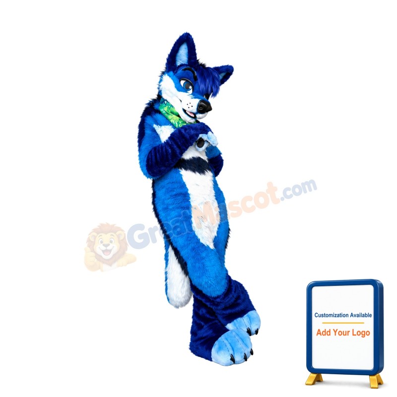 Blue Dog Fox Wolf Realistic Animal Mascot Costume