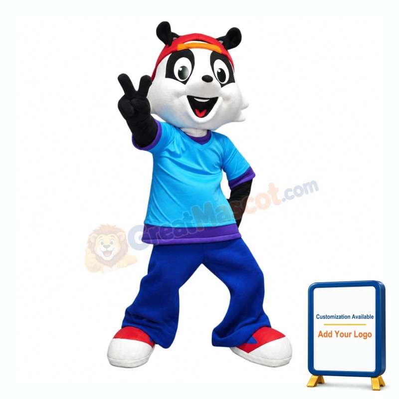 Happy Panda Boy Mascot Costume
