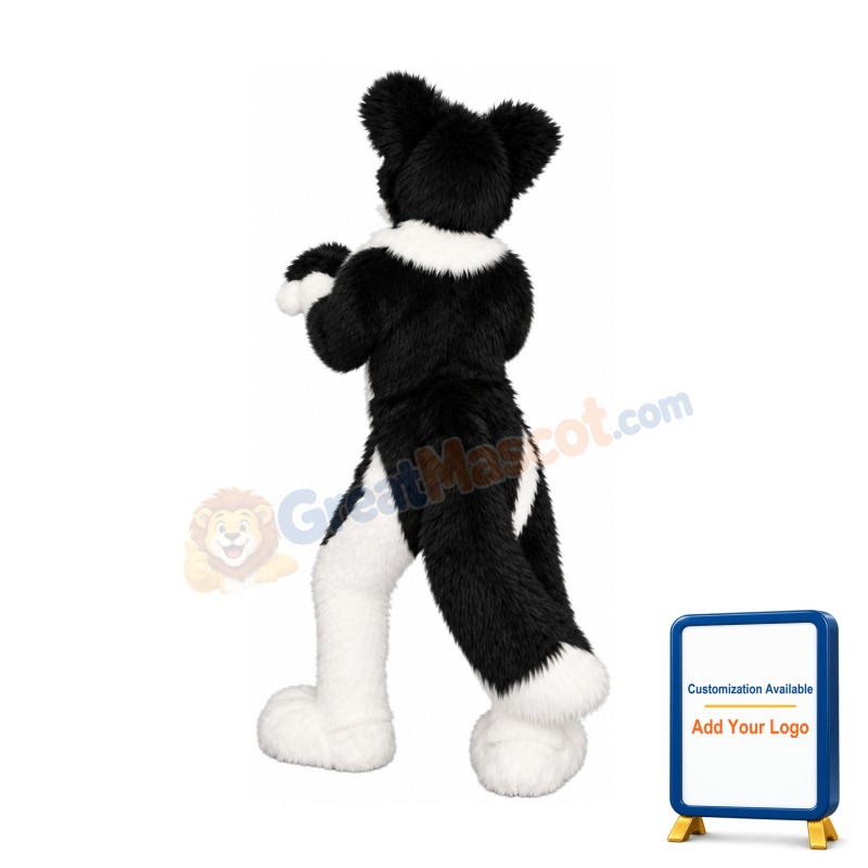 Black Border Collie Husky Dog Mascot Costume
