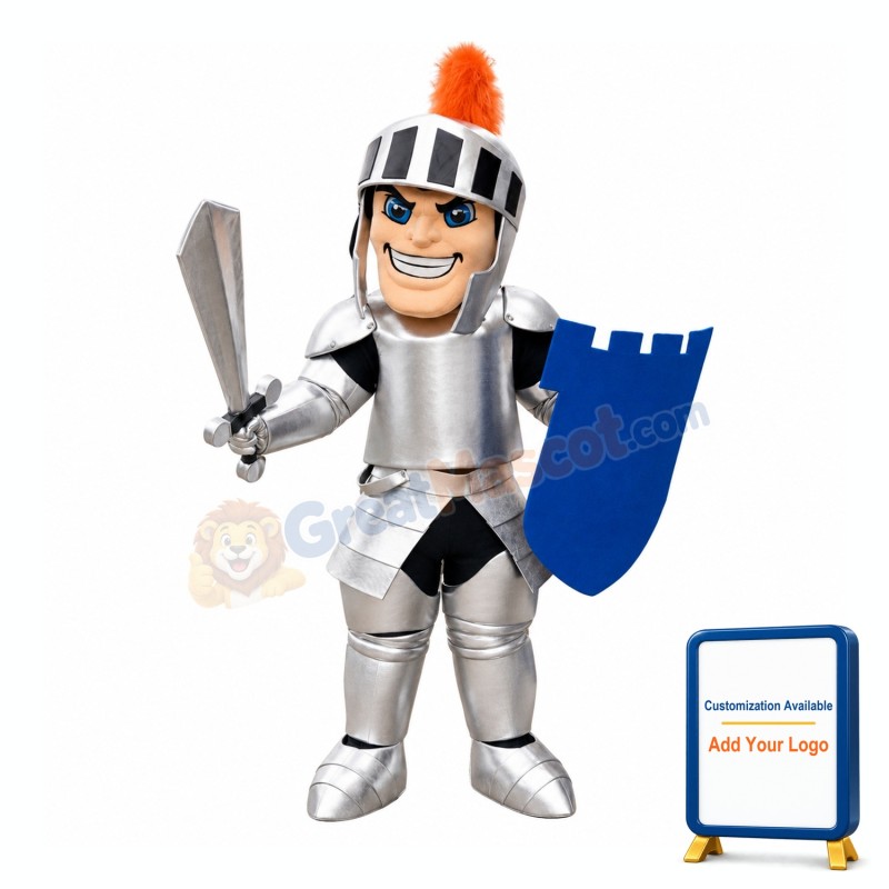 Power Silver Spartan Mascot Costume