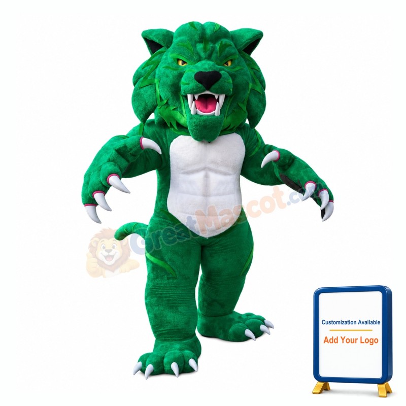 Fierce Green Wildcat Mascot Costume