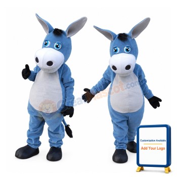 Cute Blue Donkey Mascot Costume