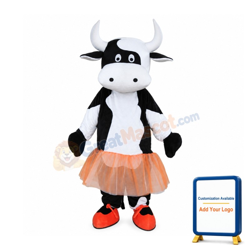 Ballet Dress Cow Mascot Costume