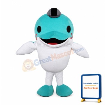 Blue Lightweight Dolphin Mascot Costume