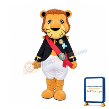 Badge Soldier Lion Mascot Costume