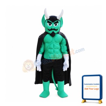 Green Power Muscular Devil Mascot Costume
