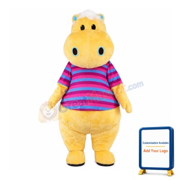 Yellow Hippo Mascot Costume