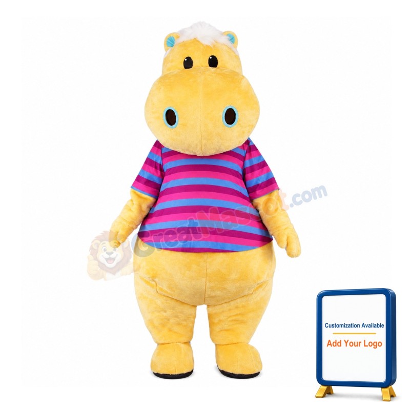 Yellow Hippo Mascot Costume