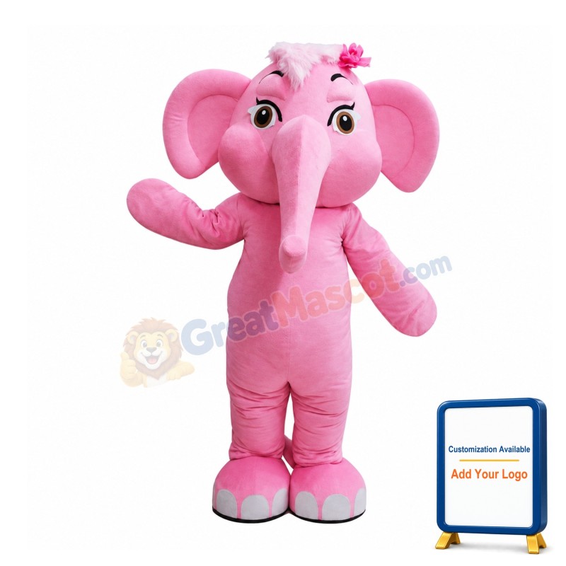 Super Cute Pink Elephant Mascot Costume