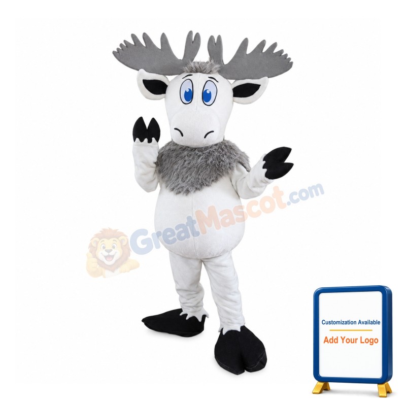 White Moose Mascot Costume