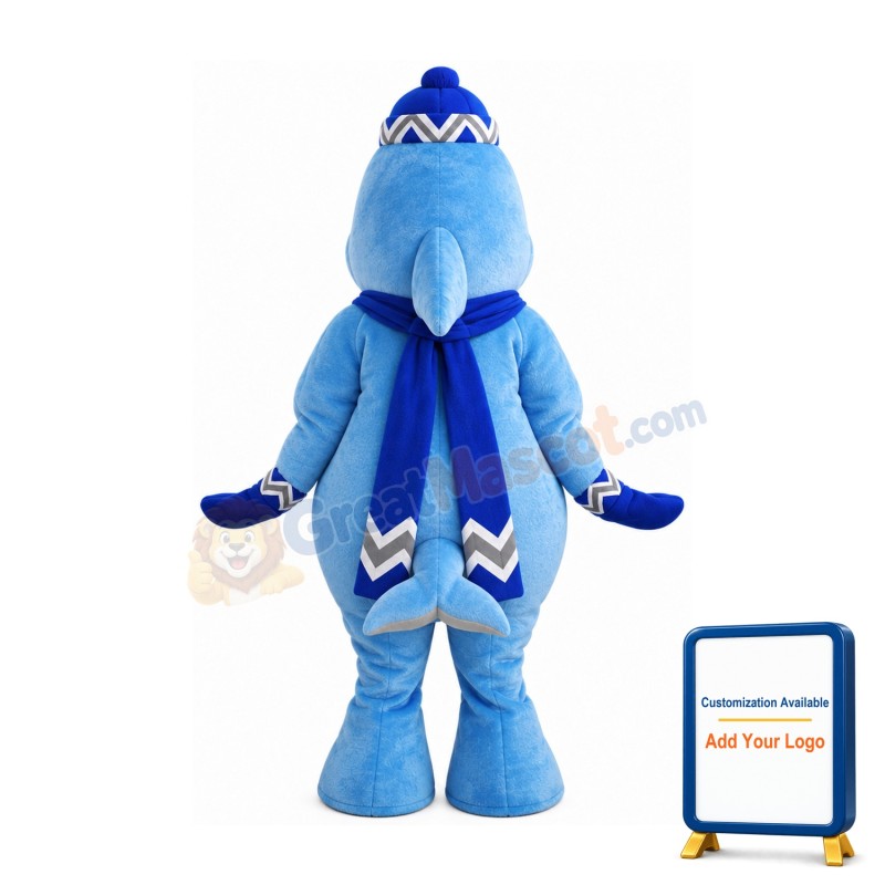 Super Cute Blue Dolphin Mascot Costume