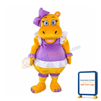 Beautiful Yellow Hippo Mascot Costume