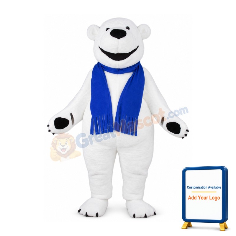 Happy Lightweight Polar Bear Mascot Costume