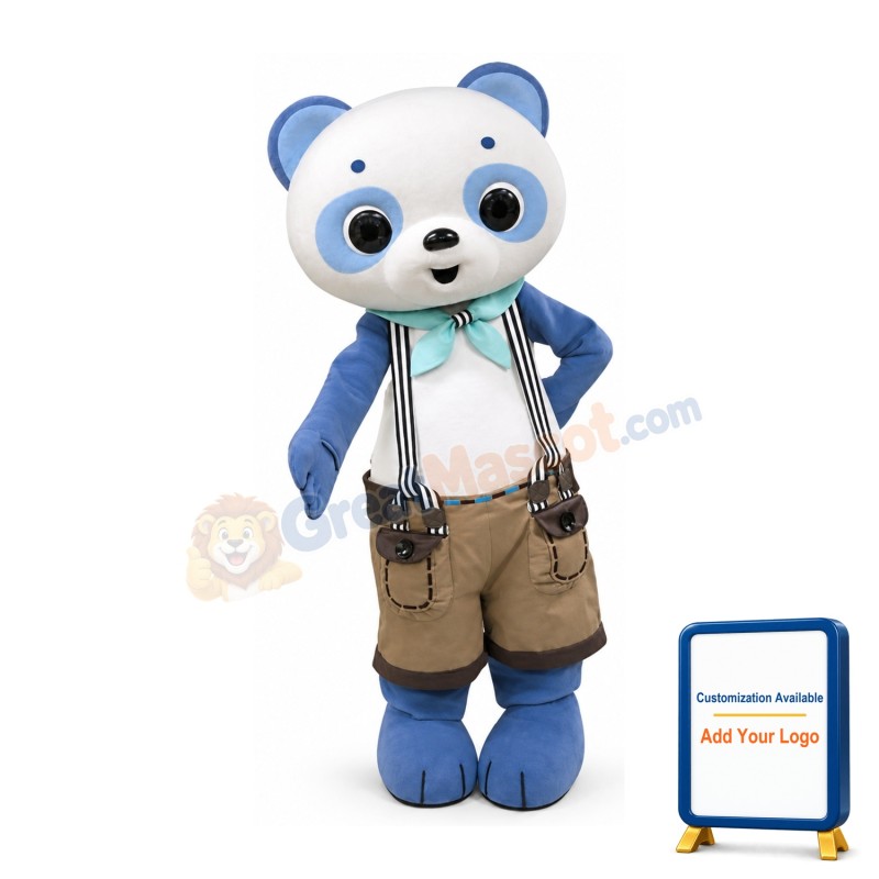 Blue & White Panda Mascot Costume