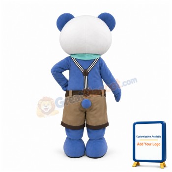 Blue & White Panda Mascot Costume