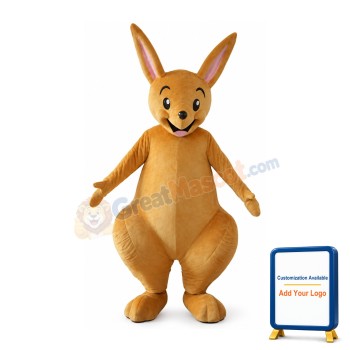 Happy Lightweight Yellow Kangaroo Mascot Costume