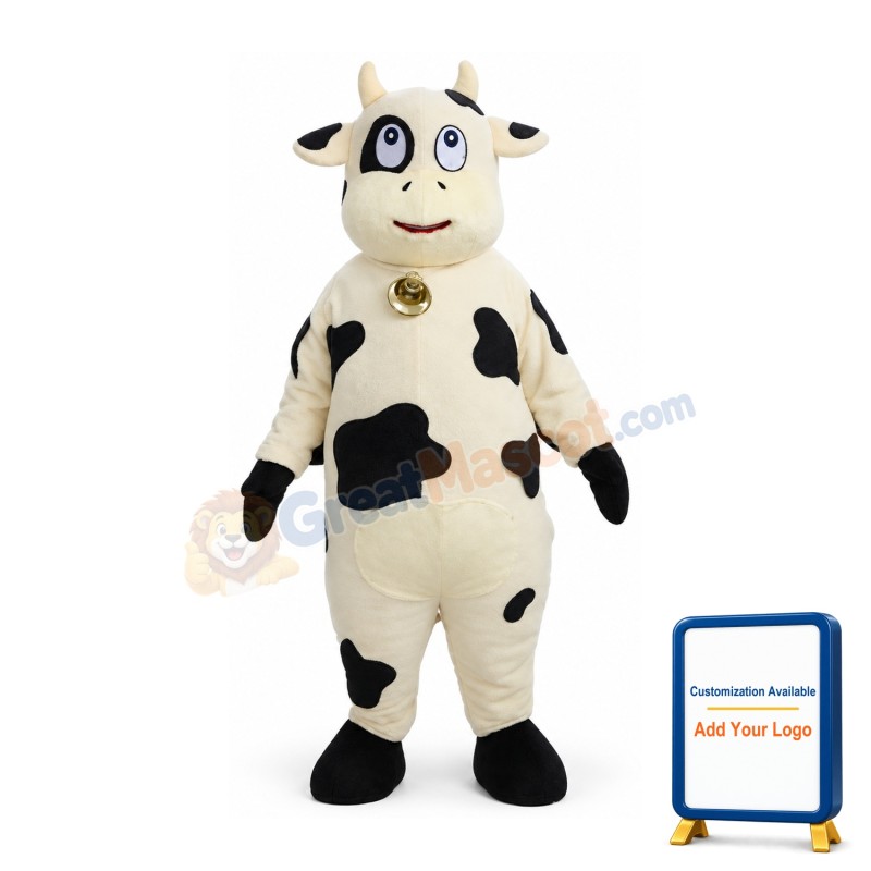 White and Black Cow Mascot Costume