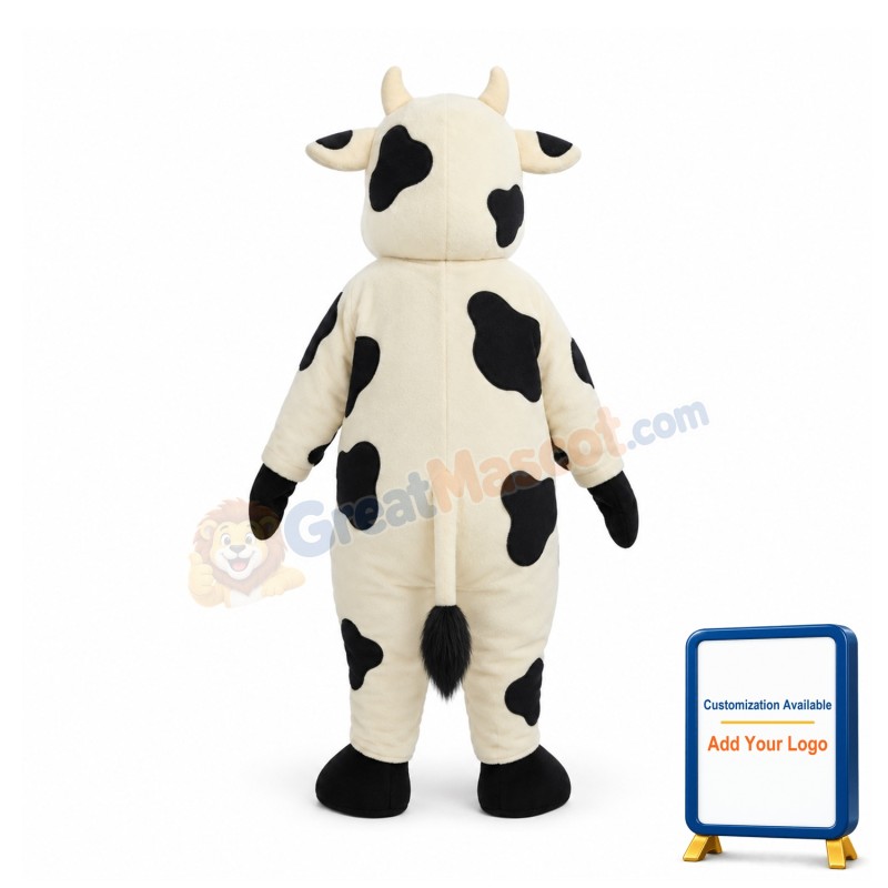White and Black Cow Mascot Costume