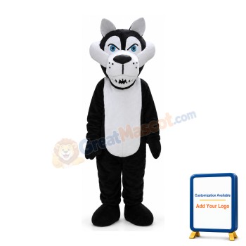 White Black Wolf Mascot Costume
