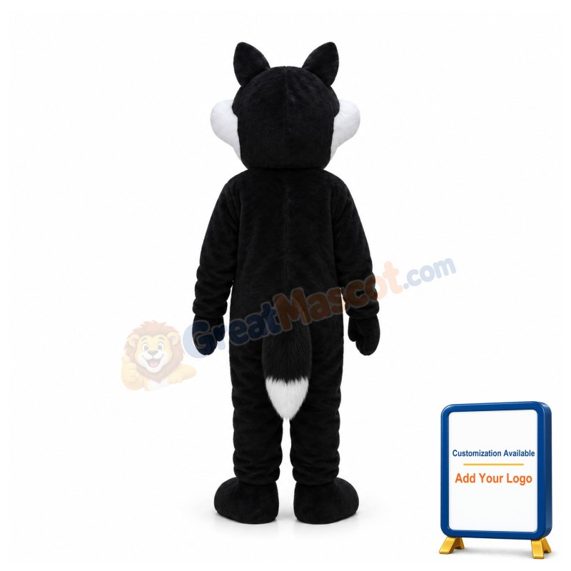 White Black Wolf Mascot Costume