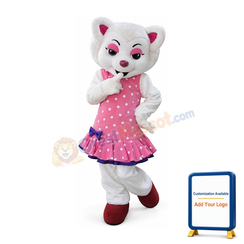 White Beautiful Wolf Mascot Costume