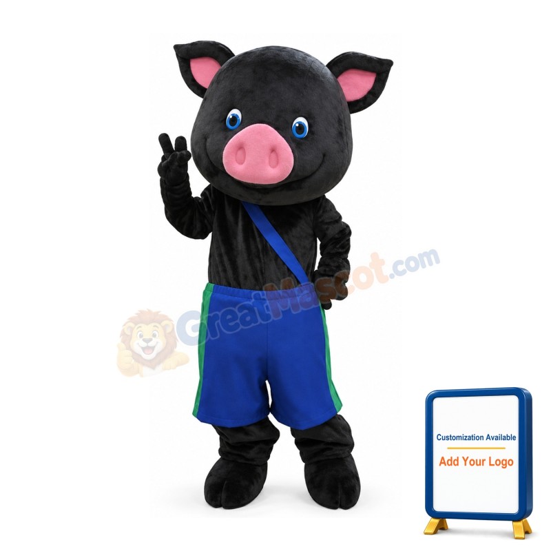 Black & Pink Pig Mascot Costume