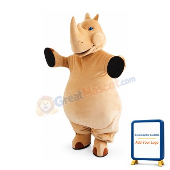 Brown Lightweight Rhino Mascot Costume