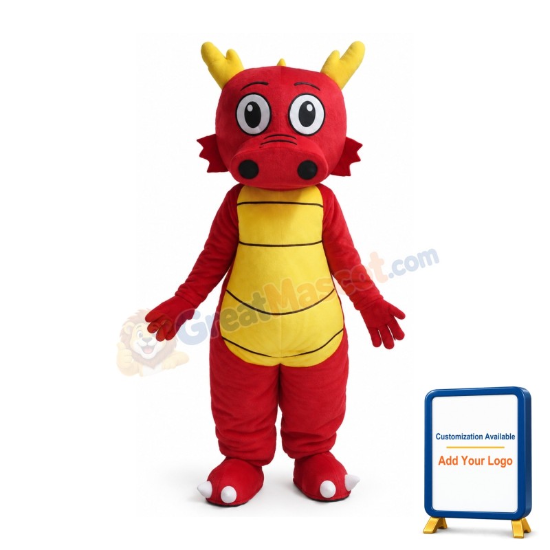 Super Cute Red Dragon Mascot Costume