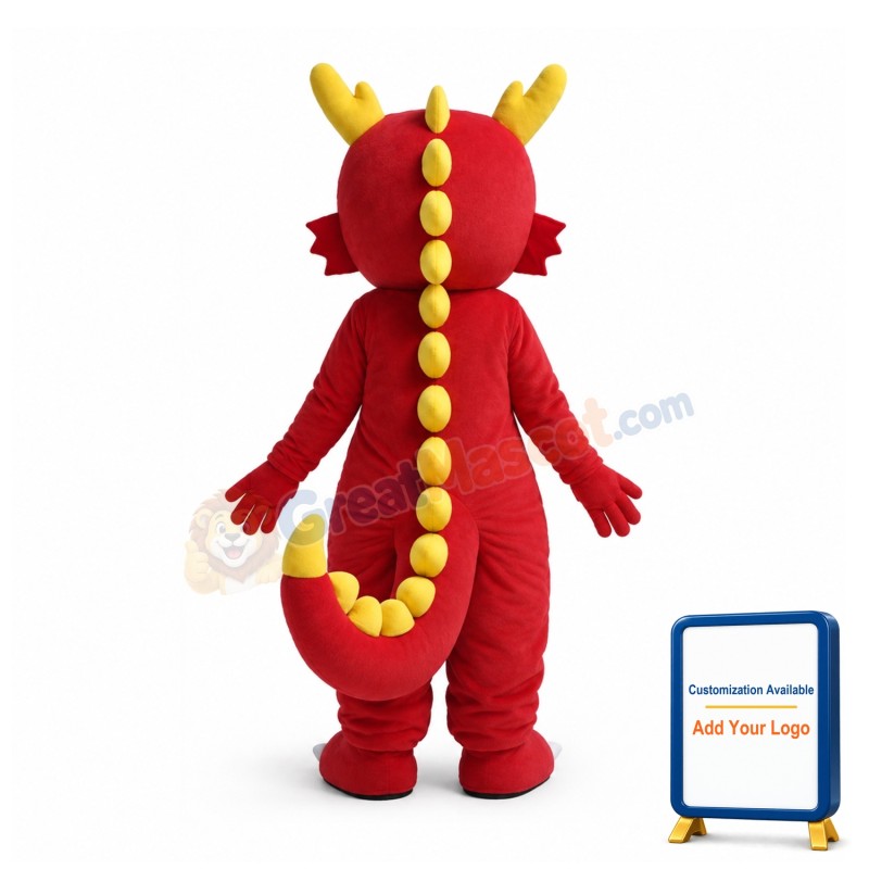 Super Cute Red Dragon Mascot Costume