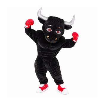 Black Boxing Bull Mascot Costume
