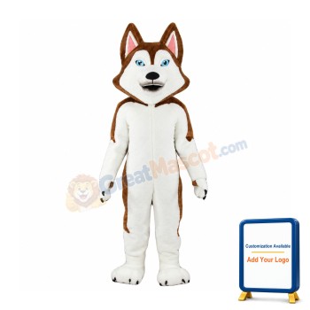 Brown & White Husky Dog Mascot Costume