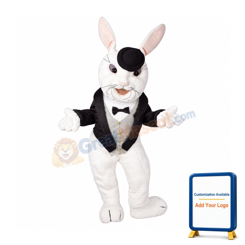 Gentleman's White Rabbit Mascot Costume