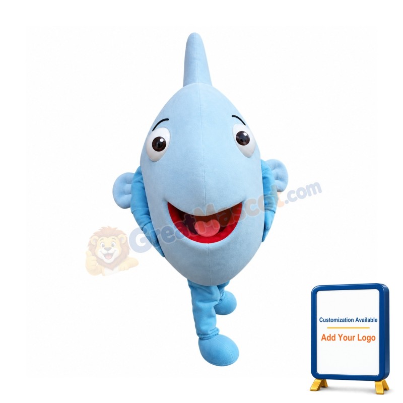 Super Cute Blue Fish Mascot Costume