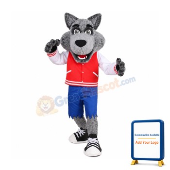 Friendly College Wolf Mascot Costume